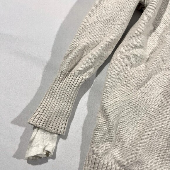 BROCHU WALKER Women’s Sweater Knit Ivory Cotton Cashmere Layered V Neck Sz M - Picture 9 of 10